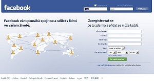 Formulář registrace a přihlášení na Facebook